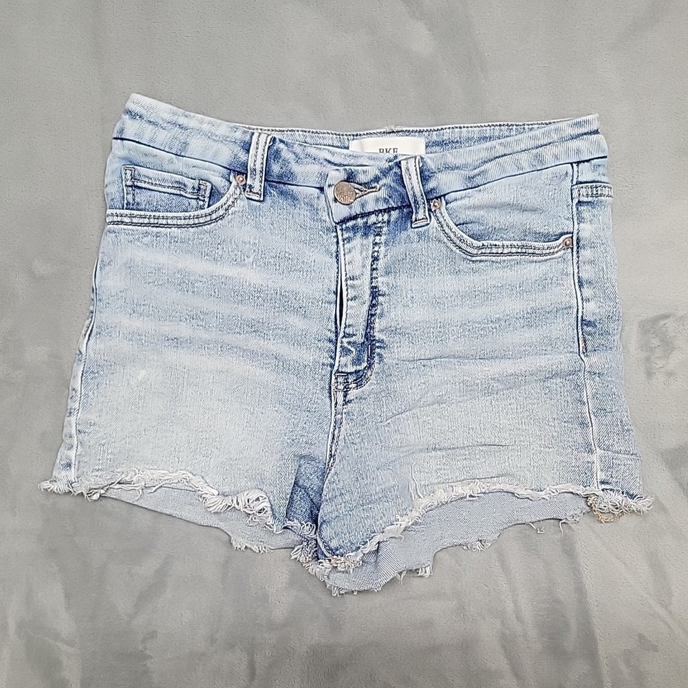 BKE Shorts Women 27 Light Blue Billie High Rise Raw Hem Cut Off Stretch Denim